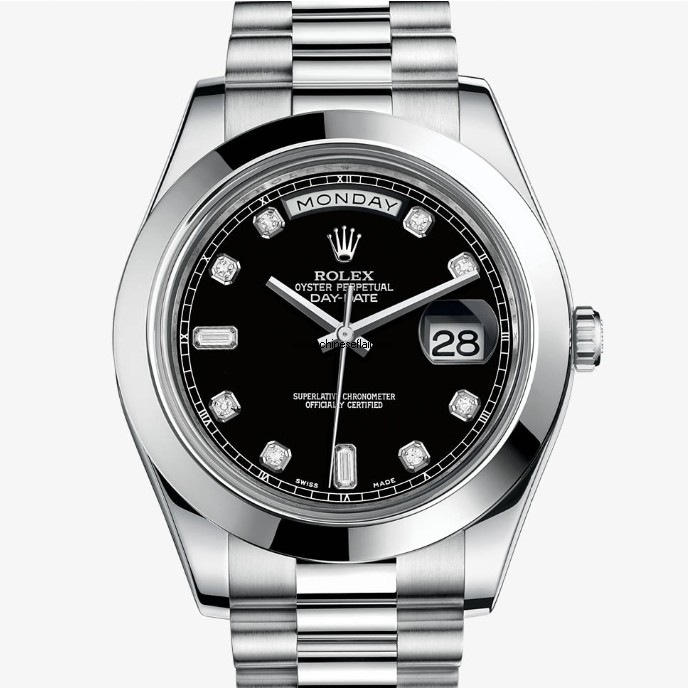 Rolex Date-Day II 41 mm Diamonds Markers Black Dial Watch